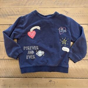 12M Zara blue graphic appliqué crewneck sweater